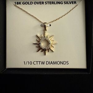 NWT Gold Sunburst Pendant Necklace